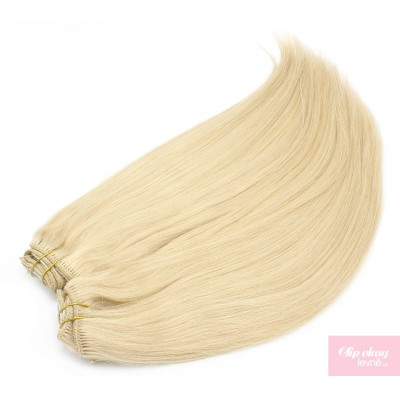 24 inch (60cm) Deluxe clip in human REMY hair - the lightest blonde