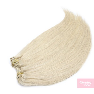 24 inch (60cm) Deluxe clip in human REMY hair - platinum blonde