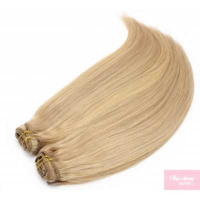24 inch (60cm) Deluxe clip in human REMY hair - light blonde/natural blonde