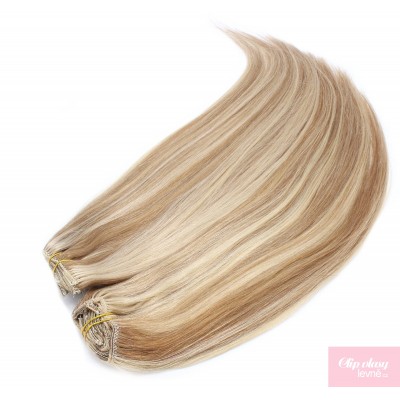 28 inch (70cm) Deluxe clip in human REMY hair - mixed blonde