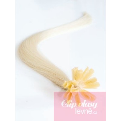 16 inch (40cm) Nail tip / U tip human hair pre bonded extensions - platinum blonde