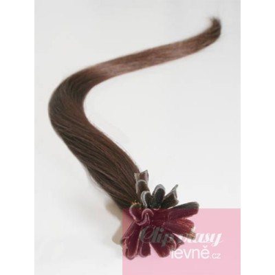 20 inch (50cm) Nail tip / U tip human hair pre bonded extensions - medium brown