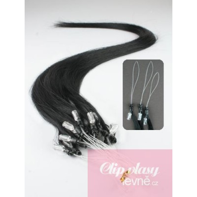16 inch (40cm) Micro ring remy human hair extensions - black