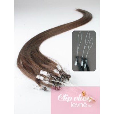 16 inch (40cm) Micro ring remy human hair extensions - medium brown