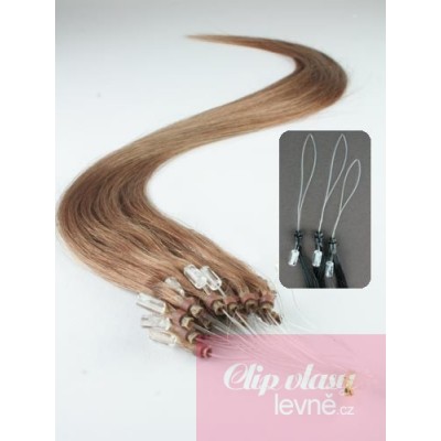 16 inch (40cm) Micro ring remy human hair extensions - light brown