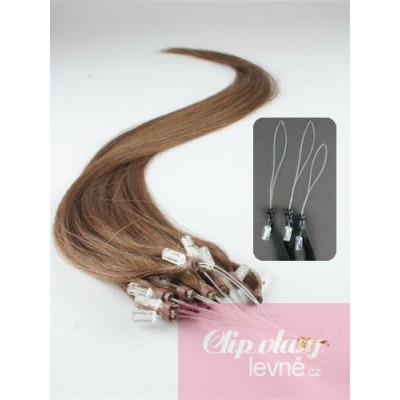 16 inch (40cm) Micro ring remy human hair extensions - medium light brown