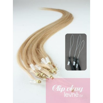 16 inch (40cm) Micro ring remy human hair extensions - natural blonde
