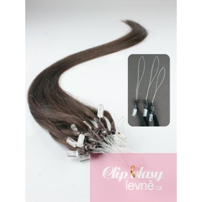 20 inch (50cm) Micro ring remy human hair extensions - dark brown
