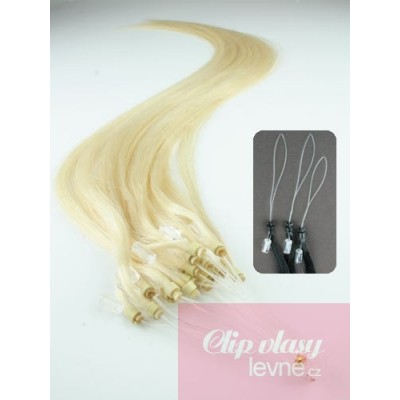 24 inch (60cm) Micro ring remy human hair extensions - the lightest blonde