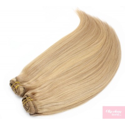 16 inch (40cm) Deluxe clip in human REMY hair - light blonde/natural blonde