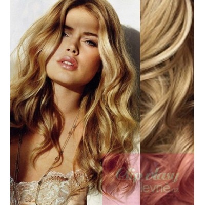 20 inch (50cm) Clip in wavy human REMY hair - natural blonde