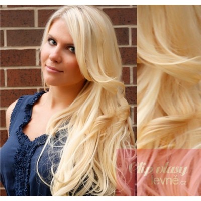 20 inch (50cm) Clip in wavy human REMY hair - the lightest blonde