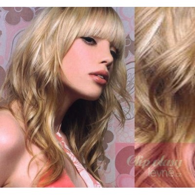 20 inch (50cm) Clip in wavy human REMY hair - platinum/light brown