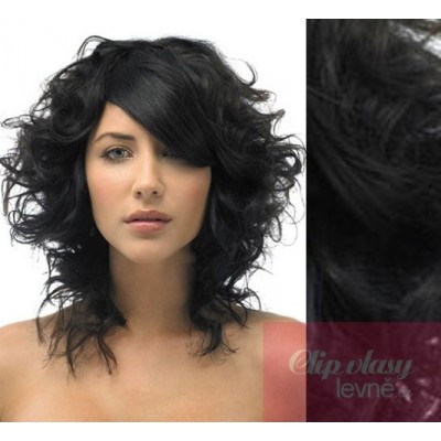 20 inch (50cm) Clip in curly human REMY hair - black