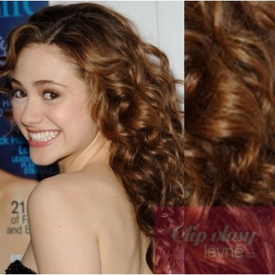20 inch (50cm) Clip in curly human REMY hair - medium brown
