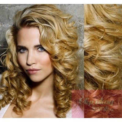 20 inch (50cm) Clip in curly human REMY hair - natural blonde