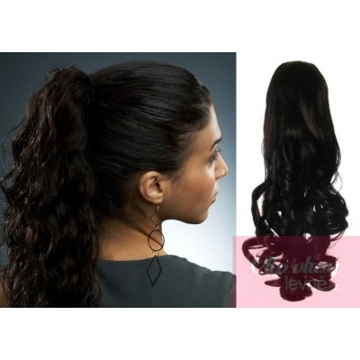 Clip in ponytail wrap hair extensions 24 inch curly - black