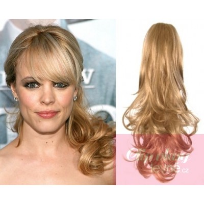 Clip in ponytail wrap hair extensions 24 inch curly - natural blonde