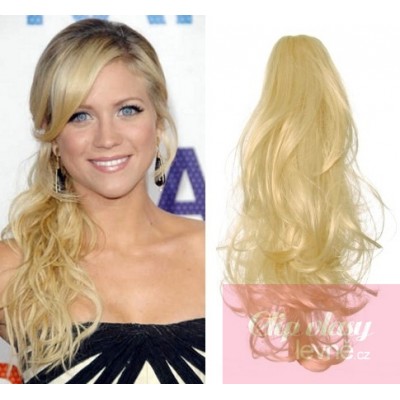 Clip in ponytail wrap hair extensions 24 inch curly - the lightest blonde