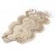 20 inch (50cm) Deluxe wavy clip in human REMY hair - platinum/light brown