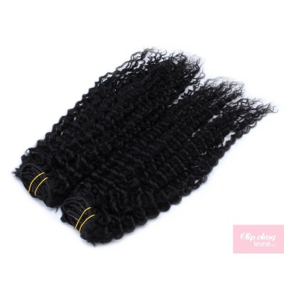 20 inch (50cm) Deluxe curly clip in human REMY hair - black