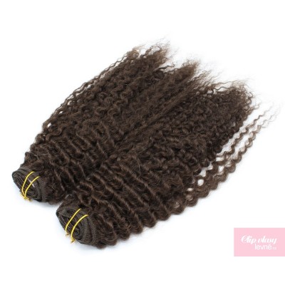 20 inch (50cm) Deluxe curly clip in human REMY hair - dark brown