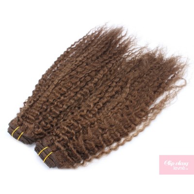 20 inch (50cm) Deluxe curly clip in human REMY hair - medium brown