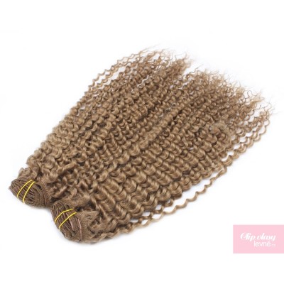 20 inch (50cm) Deluxe curly clip in human REMY hair - light brown