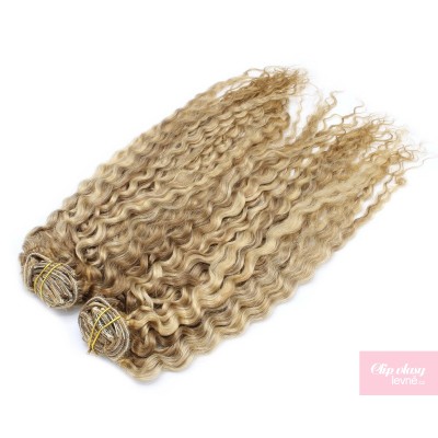 20 inch (50cm) Deluxe curly clip in human REMY hair - mixed blonde