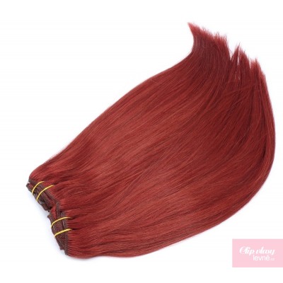 20 inch (50cm) Deluxe clip in human REMY hair - copper red