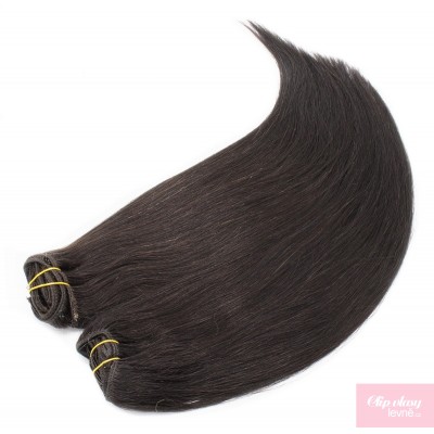 24 inch (60cm) Deluxe clip in human REMY hair - natural black