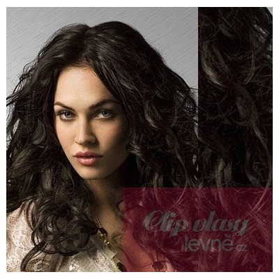 20 inch (50cm) Clip in wavy human REMY hair - natural black