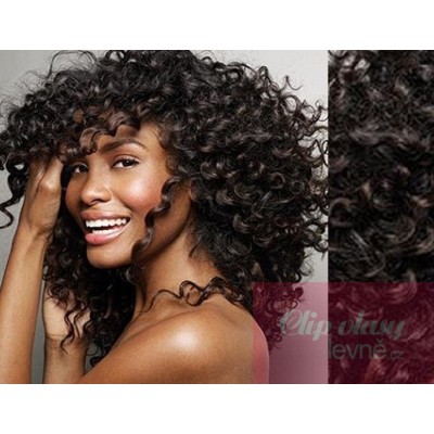 20 inch (50cm) Clip in curly human REMY hair - natural black