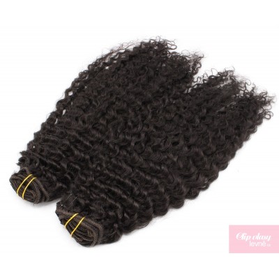 20 inch (50cm) Deluxe curly clip in human REMY hair - natural black