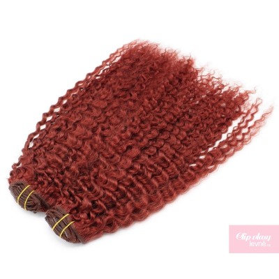 20 inch (50cm) Deluxe curly clip in human REMY hair - copper red