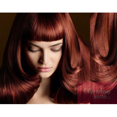 Clip in 100% human hair REMY bang - copper red