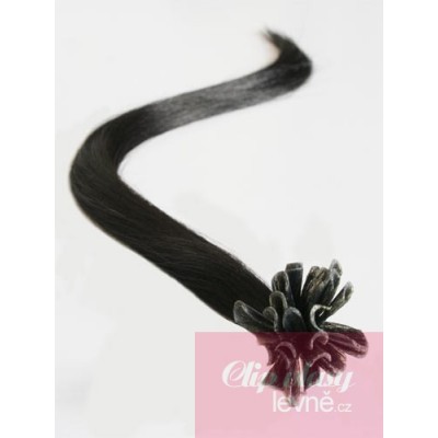24 inch (60cm) Nail tip / U tip human hair pre bonded extensions - natural black