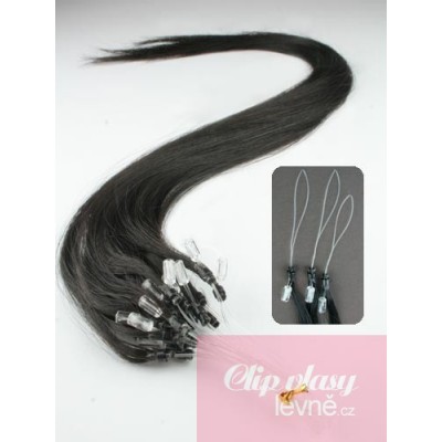20 inch (50cm) Micro ring remy human hair extensions - natural black
