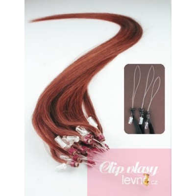 24 inch (60cm) Micro ring remy human hair extensions - copper red