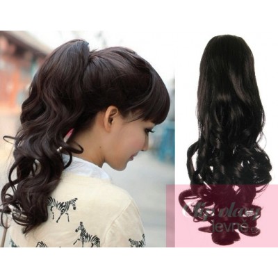 Clip in ponytail wrap hair extensions 24 inch curly - natural black
