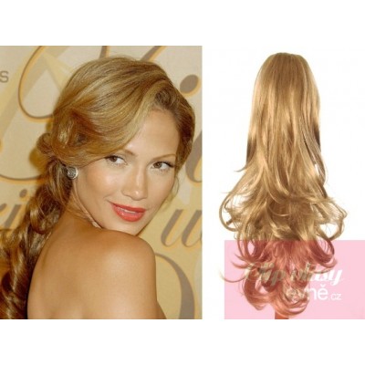 Clip in ponytail wrap hair extensions 24 inch curly - light blonde/natural blonde