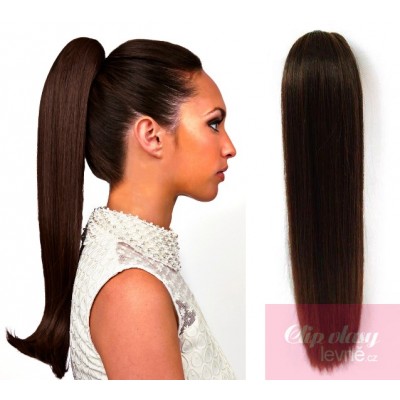 Claw ponytail 24 inch straight - dark brown