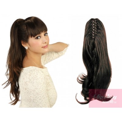 Claw ponytail 24 inch wavy - dark brown 