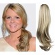 Clip in human hair ponytail wrap hair extension 20 inch wavy - platinum blonde/light brown
