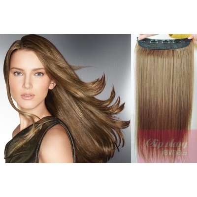 16 inches one piece full head 5 clips clip in hair weft extensions straight – light brown