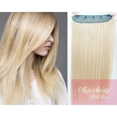 16 inches one piece full head 5 clips clip in hair weft extensions straight – platinum blonde