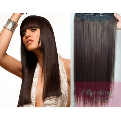 20 inches one piece full head 5 clips clip in hair weft extensions straight – dark brown