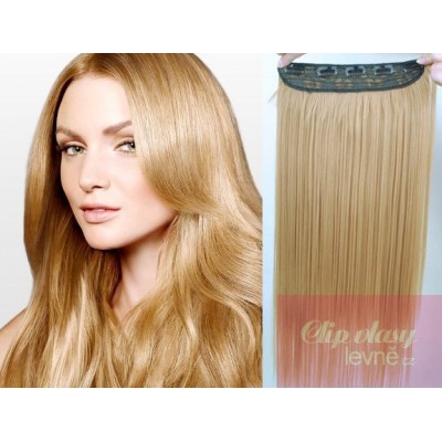 20 inches one piece full head 5 clips clip in hair weft extensions straight – natural blonde