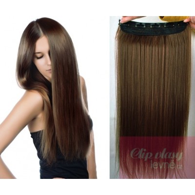 24 inches one piece full head 5 clips clip in kanekalon weft straight – medium brown