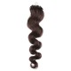 20 inch (50cm) Micro ring / easy ring human hair extensions wavy - dark brown